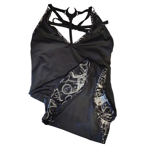 Killstar Black NEW Silver Lunar Tide One Piece Halter Swimsuit Size Small (6) - Picture 10 of 14